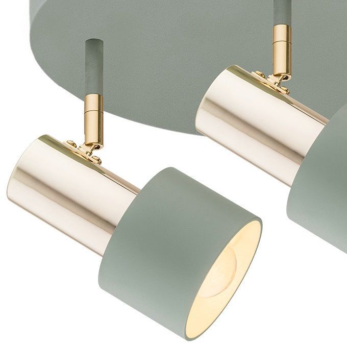 Szałwiowy sufitowy żyrandol Doria z trzema złoconymi reflektorami