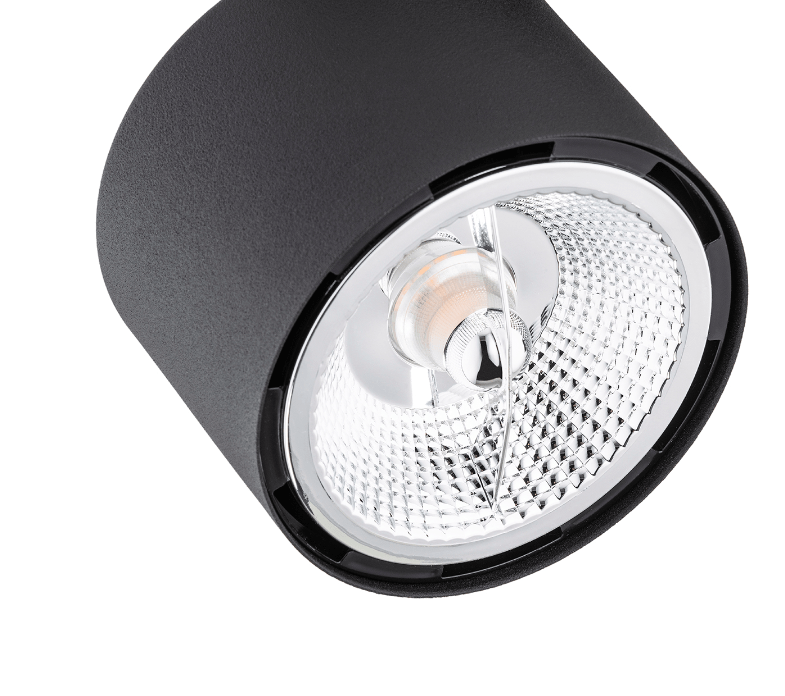 Nowoczesna lampa sufitowa Clevland z trzema czarnymi reflektorami