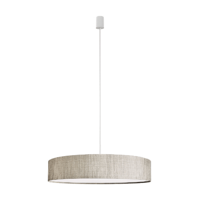 Elegancka wisząca lampa Turda IV w szarym kolorze z płaskim, pełnym abażurem