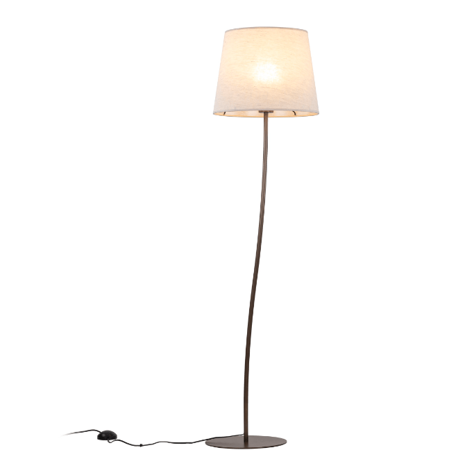 Elegancka stojąca lampa Nicola w odcieniach beżu i brązu