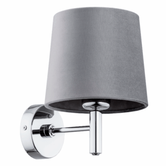 Szary kinkiet Bolzano z abażurem i srebrną podstawą do sypialni