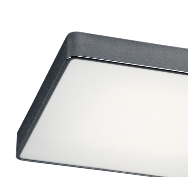 Nowoczesny plafon Ontario w kwadratowym kształcie, szary, 35 cm