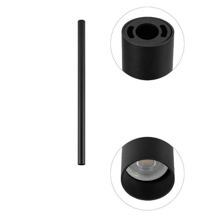 Czarna sufitowa tuba Fourty M o długości 75 cm