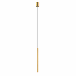 Złota, podłużna lampa wisząca Laser o długości 49 cm