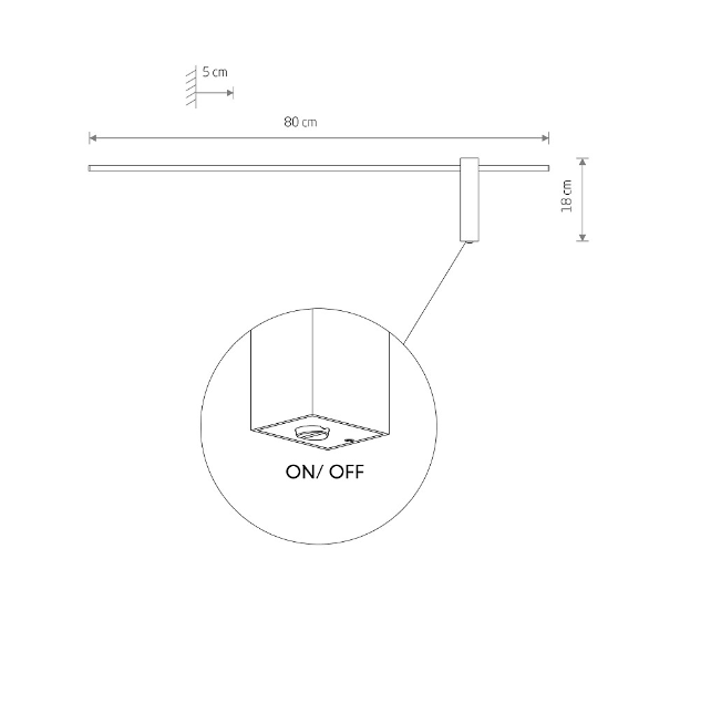 Liniowy kinkiet LED Motive M 4000K o długości 80 cm z efektem odbitego światła od ściany