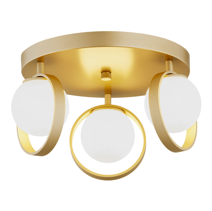 Dekoracyjny plafon sufitowy Saturnia w złotym kolorze z białymi kulami