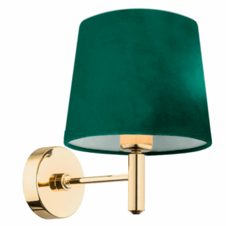 Złoty elegancki kinkiet Ponte z welurowym zielonym abażurem