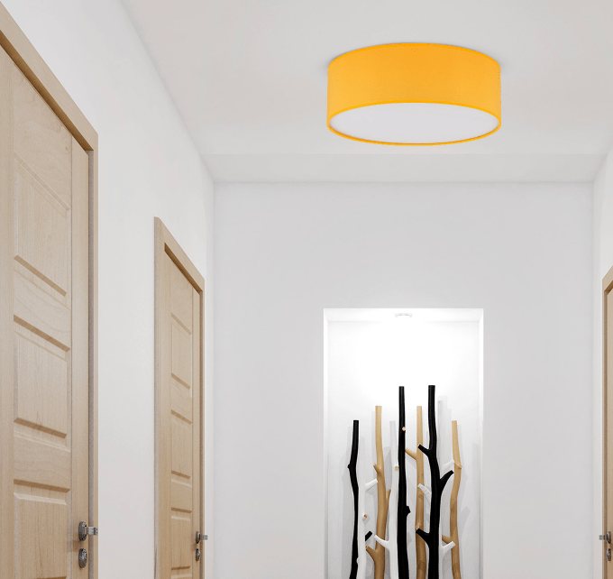 Designerska żółta lampa sufitowa Nicola o średnicy 38 cm