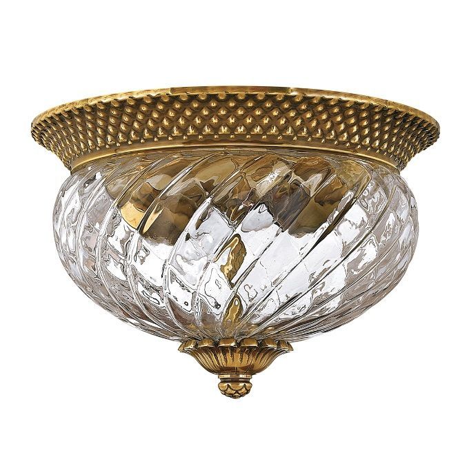 Antyczny plafon Plantation z litego mosiądzu i optycznego szkła