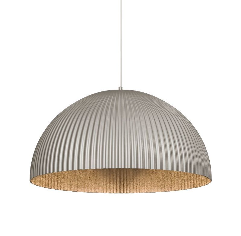 Beżowa lampa wisząca Gandra z falistym kloszem, idealna nad wyspę kuchenną