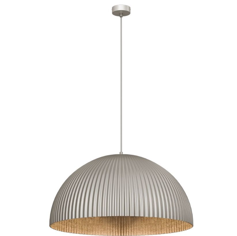 Beżowa lampa wisząca Gandra z falistym kloszem, idealna nad wyspę kuchenną