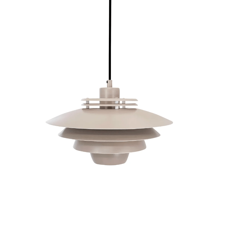 Beżowa, skandynawska lampa wisząca Ejka Mini 30 do salonu