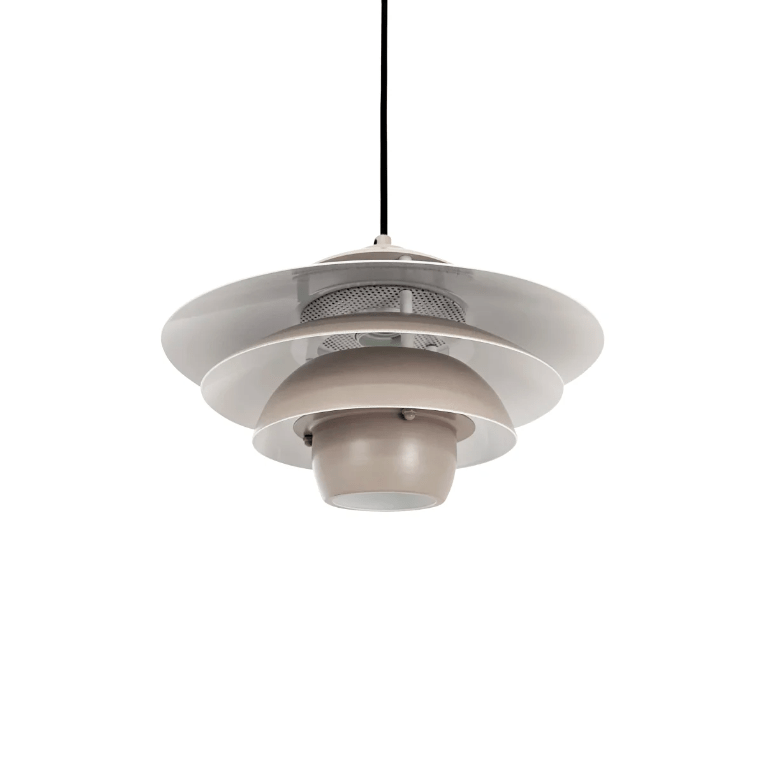 Beżowa, skandynawska lampa wisząca Ejka Mini 30 do salonu