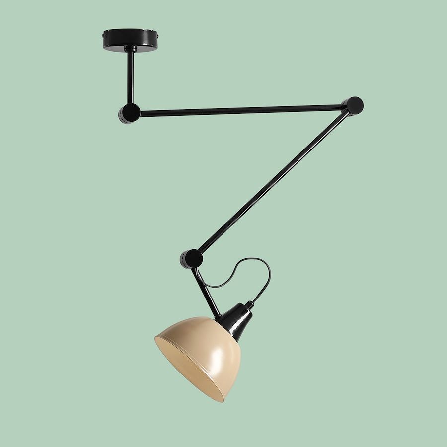 Beżowo-czarny, regulowany kinkiet Aida w stylu skandynawskim