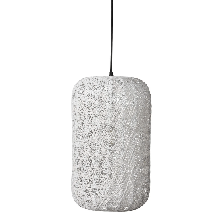 Biała lampa Spin z papierowego sznurka w stylu japandi