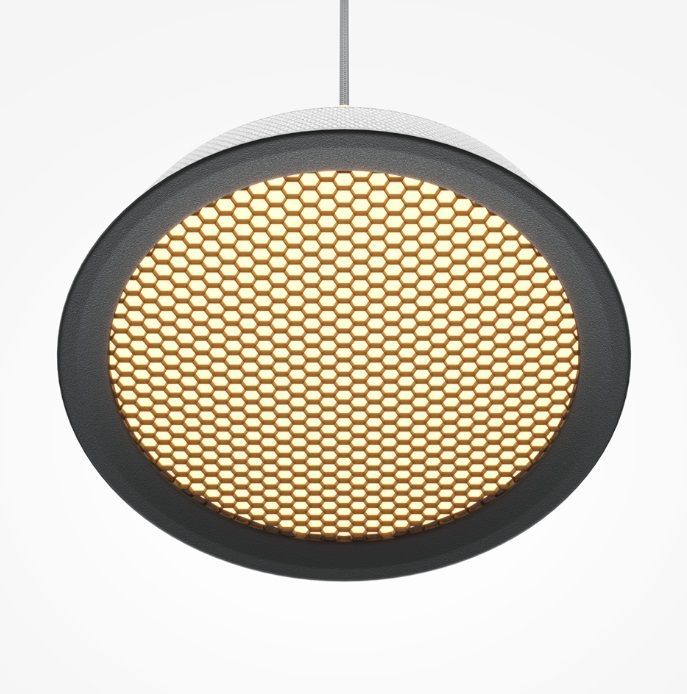 Biała, płaska lampa wisząca EL-LED Maytoni idealna nad kuchenną wyspę