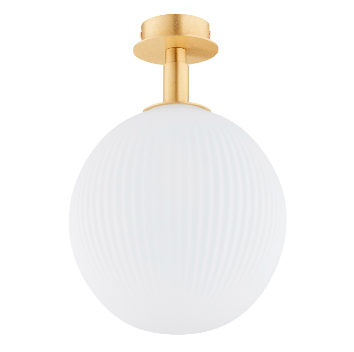 Biała sufitowa lampa plafon Paloma w kształcie kuli, złoty mosiądz