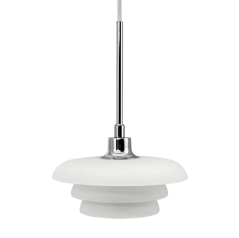 Biała wisząca lampa AVA z szklanymi kloszami