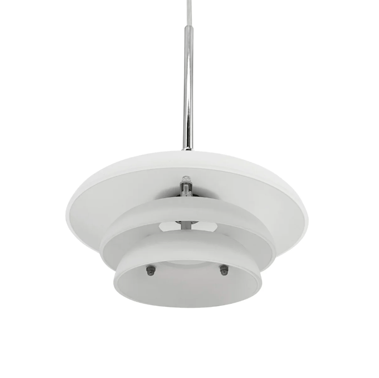 Biała wisząca lampa AVA z szklanymi kloszami