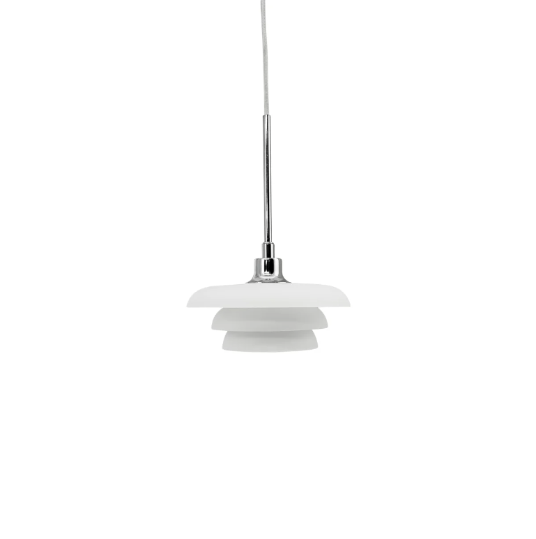 Biała wisząca lampa AVA z szklanymi kloszami