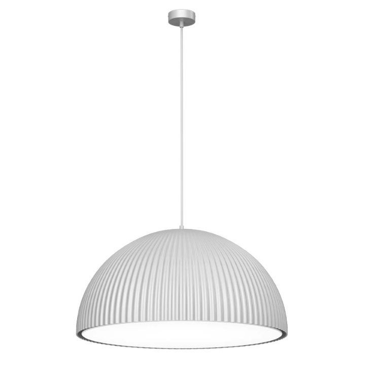 Biała wisząca lampa kuchenna Gandra z falistym kloszem