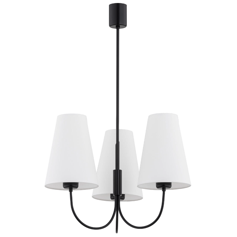 Biało-czarny nowoczesny żyrandol Safiano do salonu