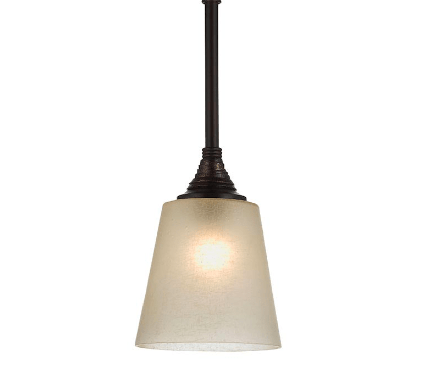 Brązowa, rustykalna lampa wisząca Arbor Creek ze szklanym kloszem