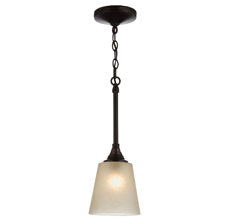 Brązowa, rustykalna lampa wisząca Arbor Creek ze szklanym kloszem