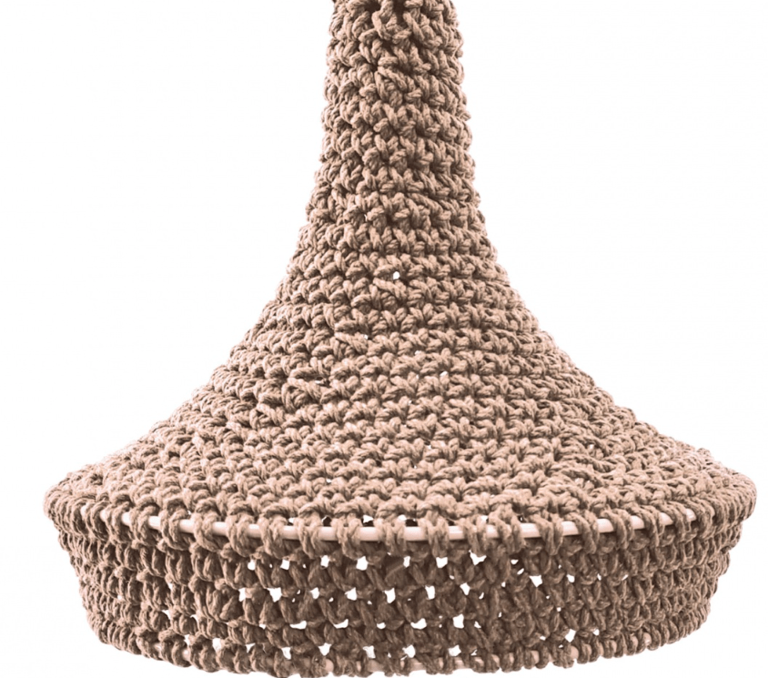 Brązowy, szydełkowany kinkiet boho Mahaka wykonany z bawełny