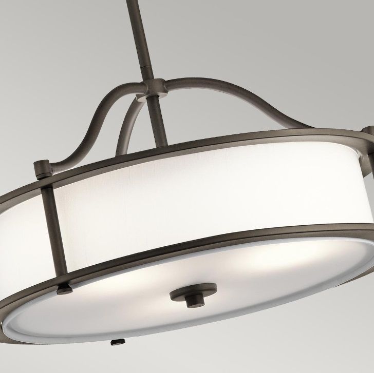 Brązowy żyrandol / półplafon Emory z regulacją i opalowym szkłem