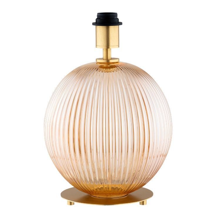 Bursztynowa lampa stołowa Hamilton z abażurem w odcieniu brudnego różu