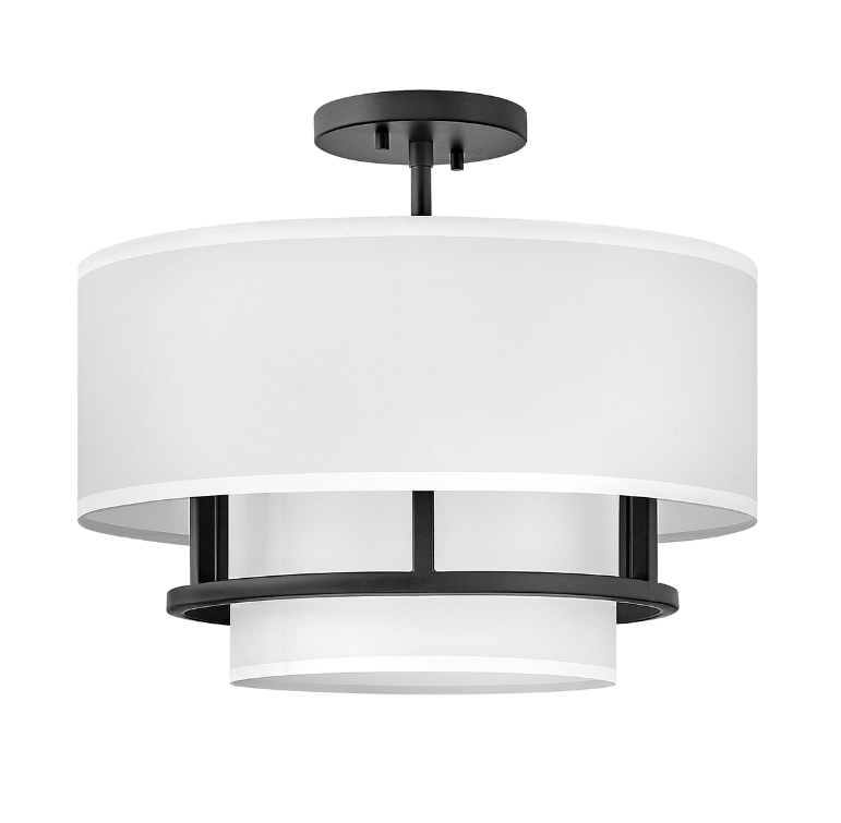 Czarna lampa sufitowa Graham 3 w formie półplafonu z możliwością regulacji zawieszenia