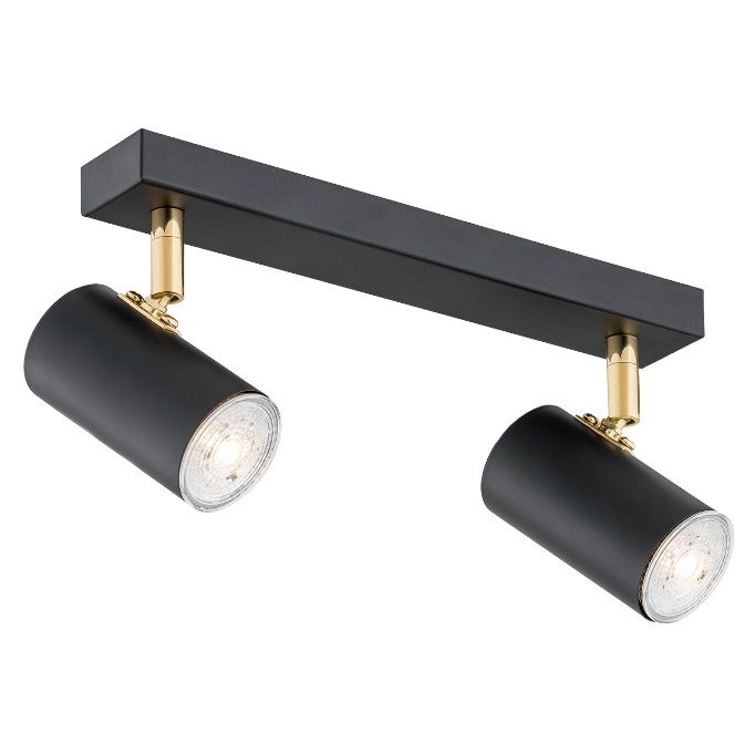 Czarna lampa sufitowa Lagos z regulowanymi dwoma punktami świetlnymi