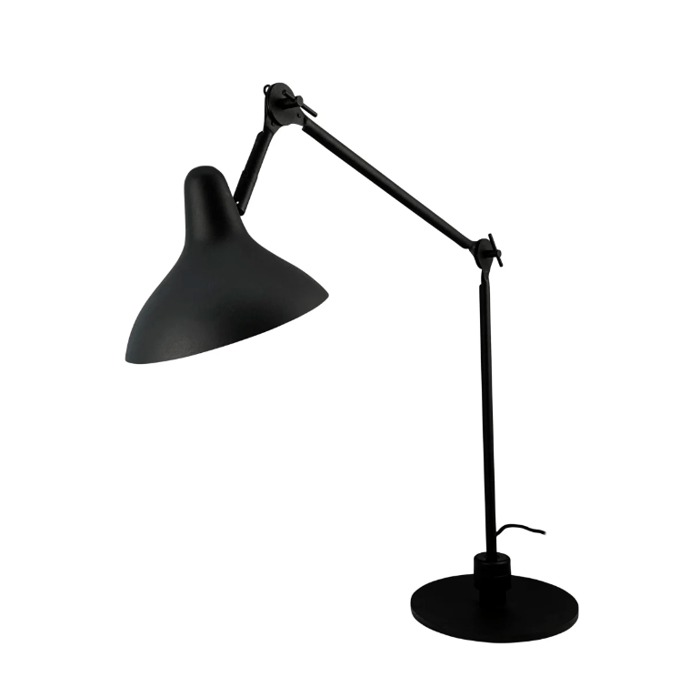 Czarna skandynawska lampa stołowa Lotus o dużych rozmiarach, idealna do gabinetu