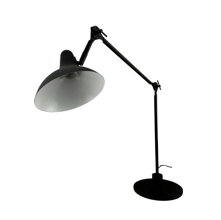 Czarna skandynawska lampa stołowa Lotus o dużych rozmiarach, idealna do gabinetu