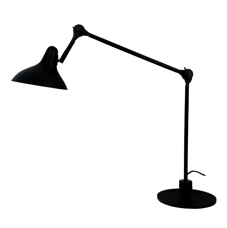 Czarna skandynawska lampa stołowa Lotus o dużych rozmiarach, idealna do gabinetu