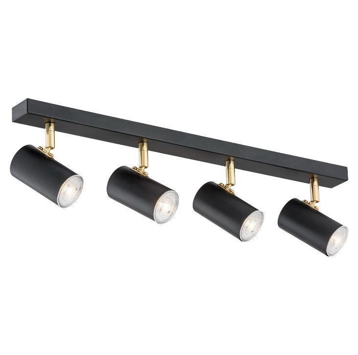 Czarna sufitowa lampa Lagos z czterema tubami na szynie
