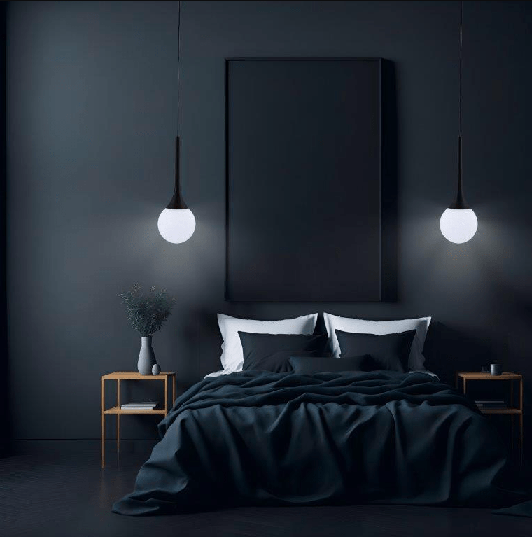 Czarna wisząca lampa Jun 1 o formie kropli z białym kloszem