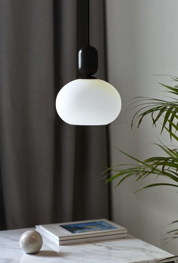 Czarne mocowanie do wiszącej lampy szklanej Notti