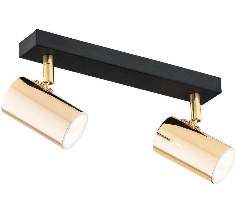 Czarno-złota lampa sufitowa Lagos z dwoma regulowanymi spotami