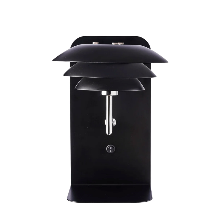 Czarny kinkiet DL20 z półką, portem USB i włącznikiem