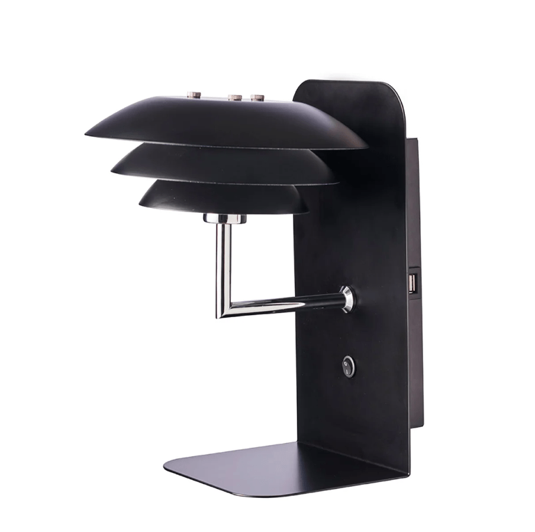 Czarny kinkiet DL20 z półką, portem USB i włącznikiem