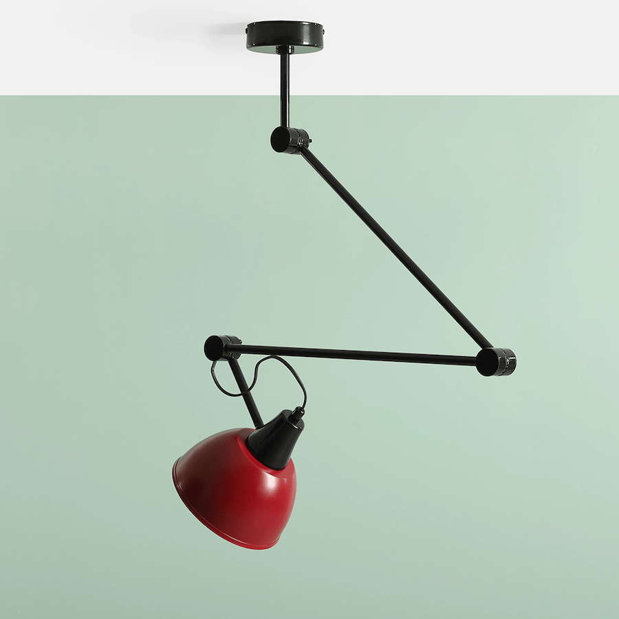 Czerwony sufitowy kinkiet Aida z możliwością regulacji klosza