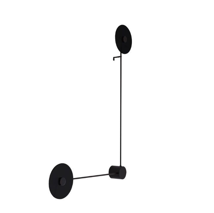 Dekoracyjny kinkiet podwójny Furano L z dwoma czarnymi płaskimi dyskami