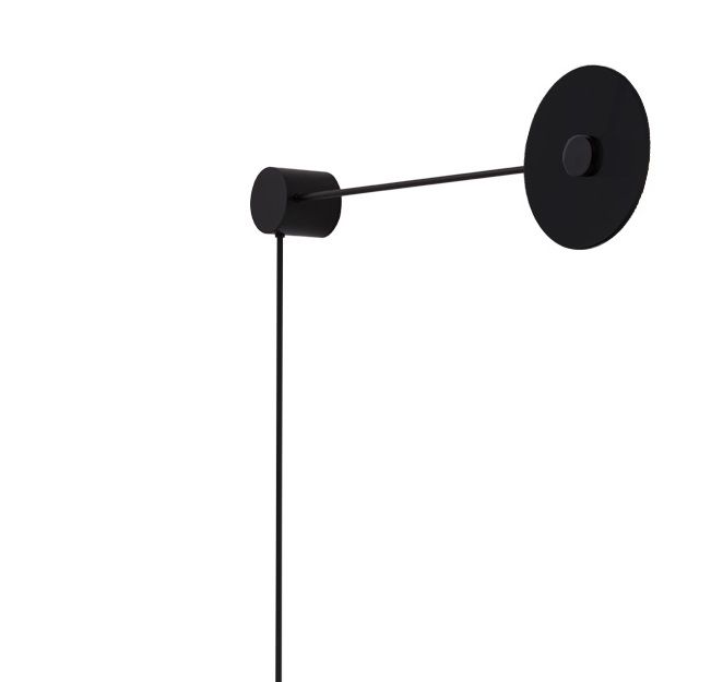 Dekoracyjny kinkiet podwójny Furano L z dwoma czarnymi płaskimi dyskami