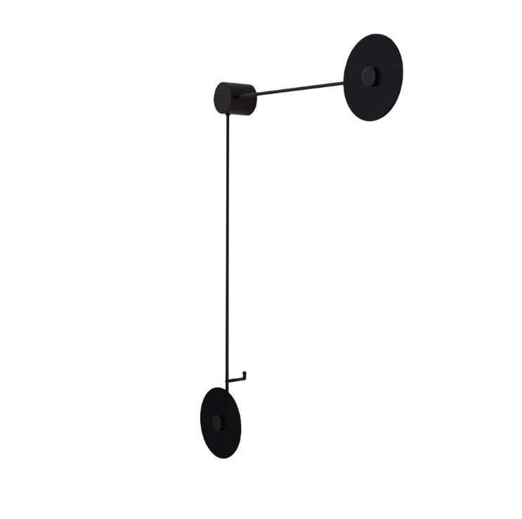 Dekoracyjny kinkiet podwójny Furano L z dwoma czarnymi płaskimi dyskami