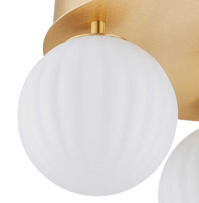 Dekoracyjny plafon Paloma z mosiądzu i trzema białymi kulami