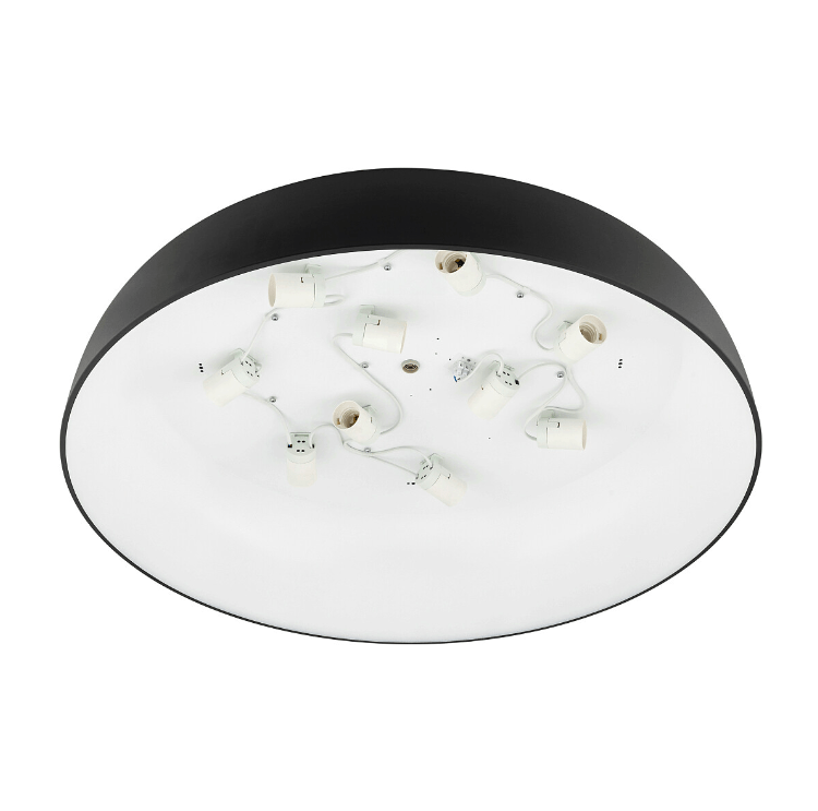 Duży plafon Satellite w kolorze czarno-białym na 10 żarówek o średnicy 78 cm