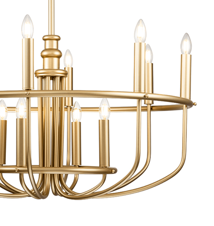 Duży żyrandol w angielskim stylu Capitol Hill 12 z eleganckiego mosiądzu w złotym odcieniu
