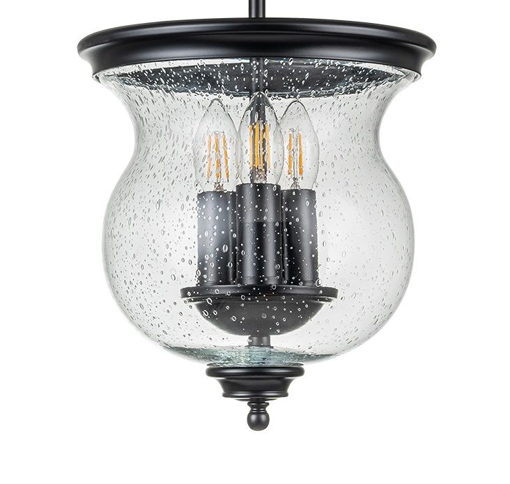 Elegancka czarna lampa sufitowa Pickering Lane 3 ze szklaną oprawą